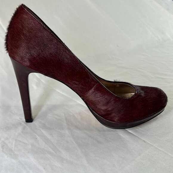 BCBGeneration Tinas2 Heels Burgundy Red Maroon Platform Women’s Sz 7.5B Faux Fur - Picture 5 of 15